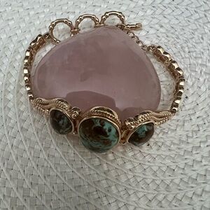 Paul Deasy QVC 14K Gold Plated Genuine Turquoise Bracelet